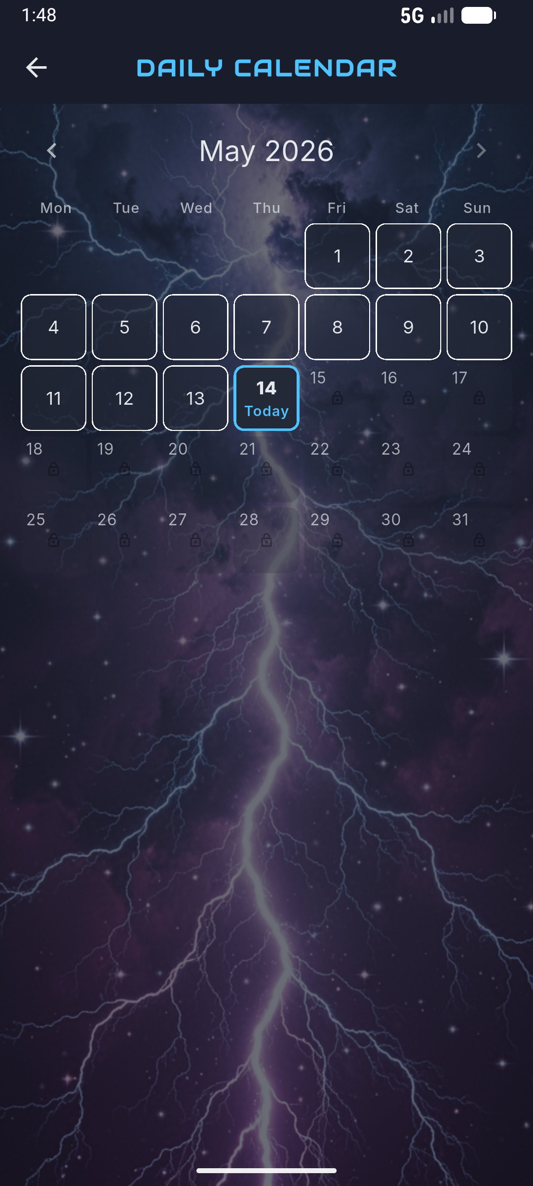 Wordwards daily board calendar